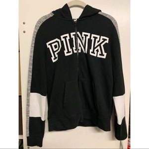 PINK brand neutral color zip up sweatshirt